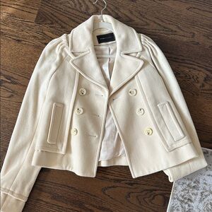 BCBGMaxAzria Elegant Cream Coat wool ivory size small